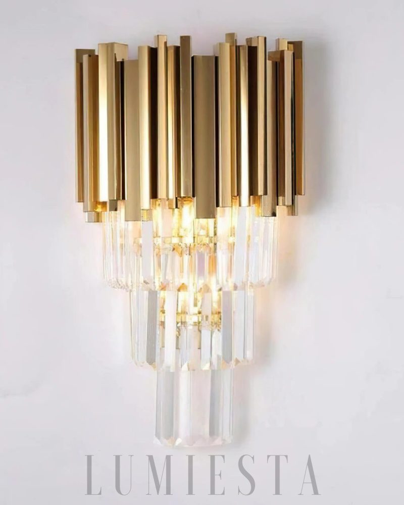 Lampa ścienna Bourbons Crystal w złotym stylu 30cm x 45cm