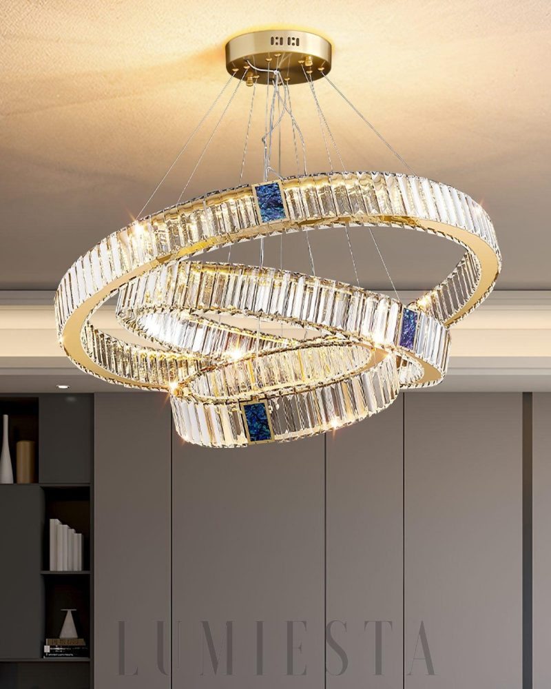 Lampa wisząca Roman Ring złoty kryształowy żyrandol 40 60 80 100 cm