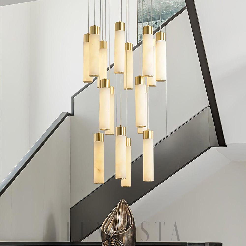 Lampa wisząca mosiężna Alabaster w kształcie kaskady