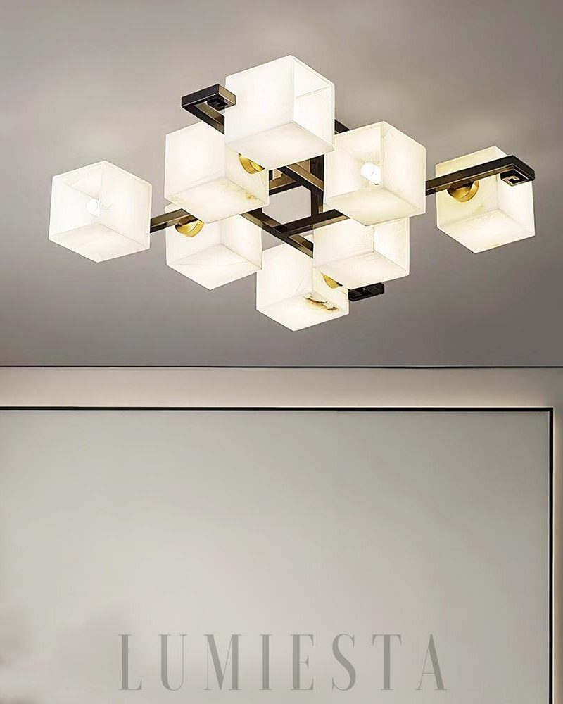 Lampa sufitowa Alabaster w stylu kubistycznym czarna i biała