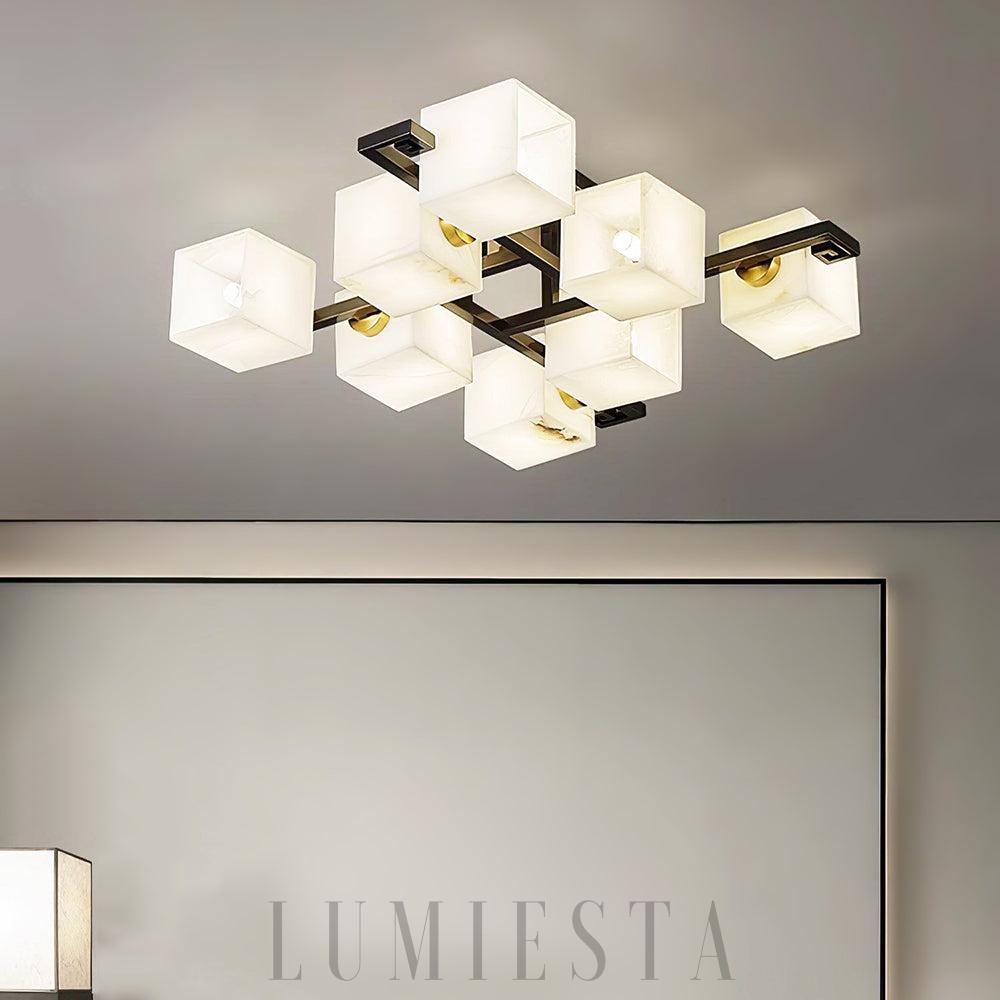 Lampa sufitowa Alabaster w stylu kubistycznym czarna i biała