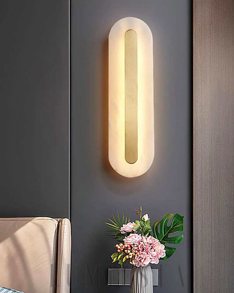 Lampa ścienna Alabaster Oval w stylu minimalistycznym 11cm 14cm