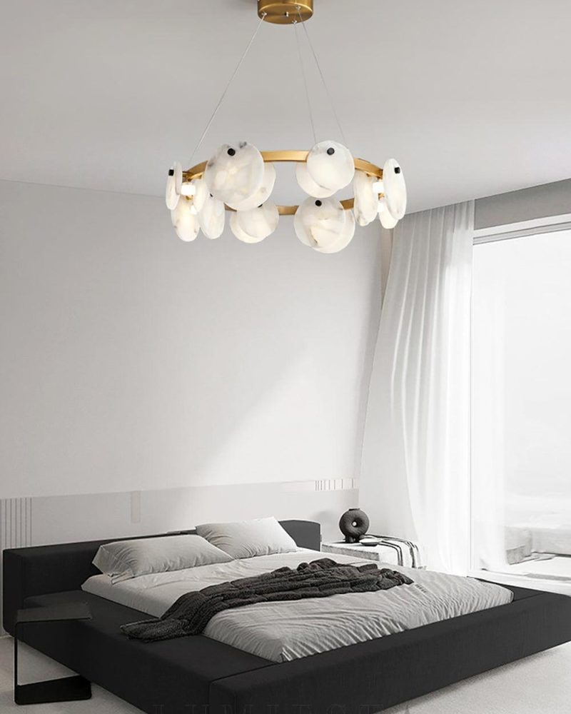 Lampa wisząca Trinidad z alabastru w okrągłym kształcie 60cm 80cm