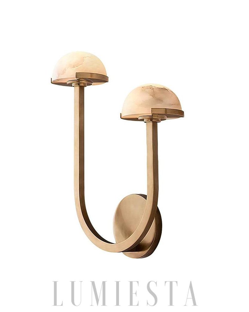 Lampa ścienna Alabaster w kształcie grzyba złota i biała