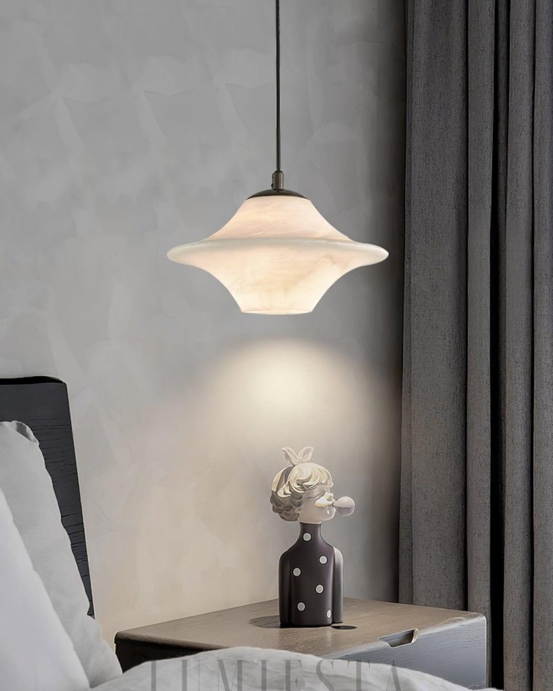 Luksusowa wisząca lampa alabastrowa w kształcie talerza 22cm