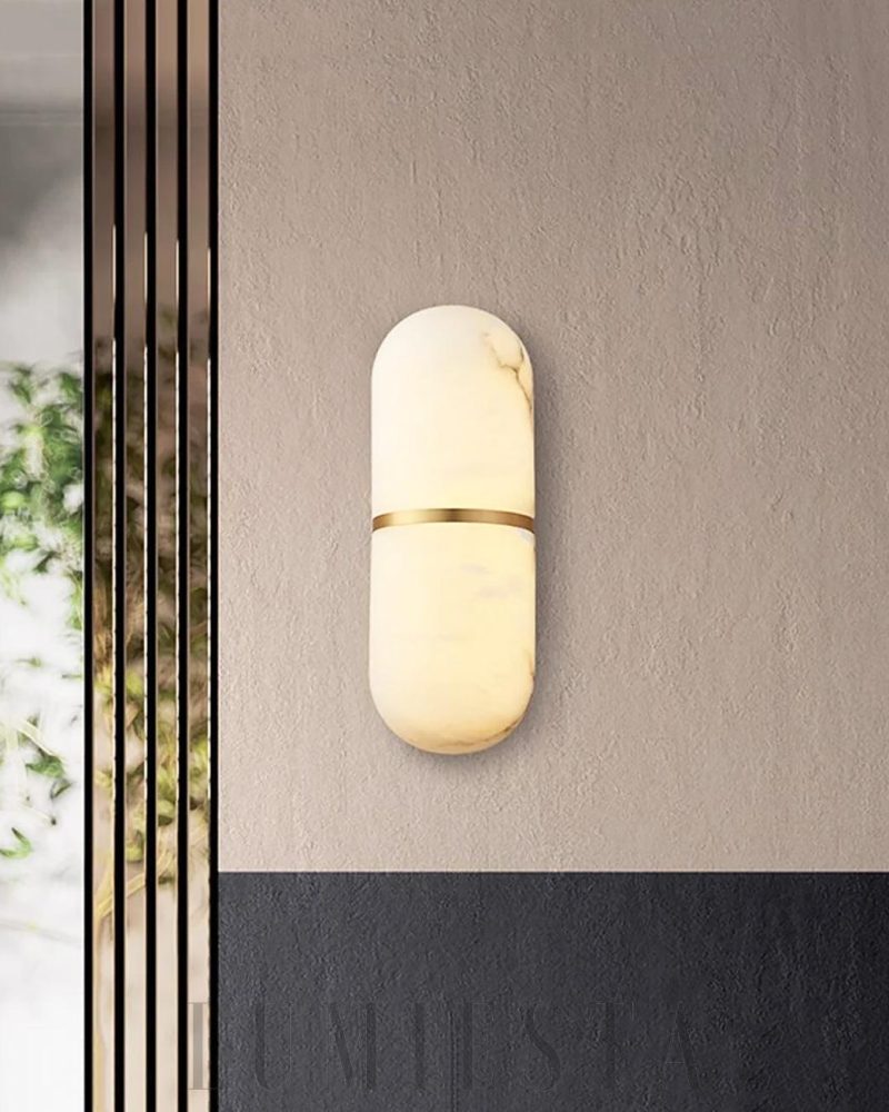 Lampa ścienna Melange Pill Alabaster w kształcie pigułki