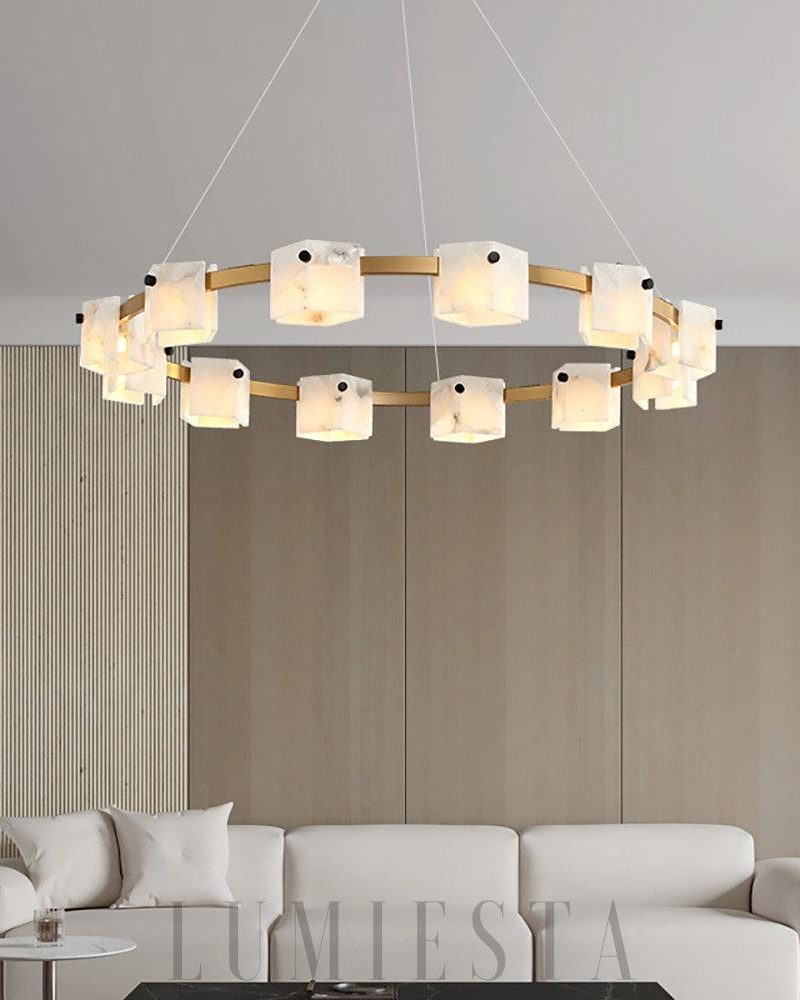 Trinidad - lampa wisząca w kształcie diamentu z alabastru
