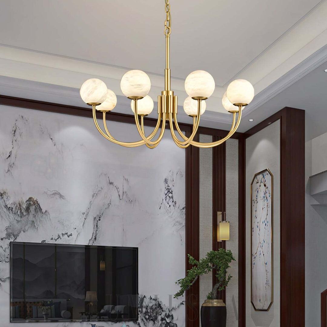 Lampa wisząca Alabaster Mosiądz w stylu nowoczesnym 65cm 80cm