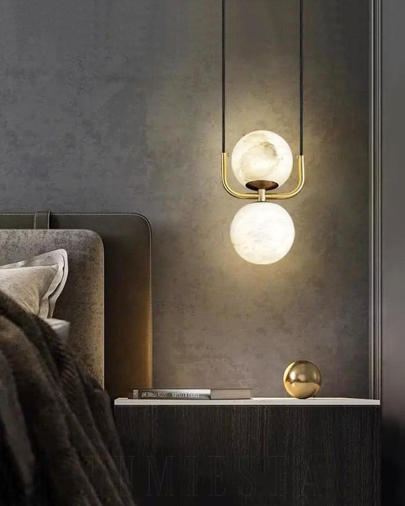 Lampa wisząca alabastrowa z mosiądzu styl nowoczesny 12cm