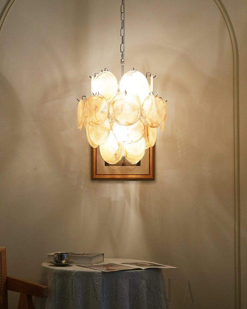 Lampa sufitowa Vintage Murano Złoty Szklany Żyrandol 45cm