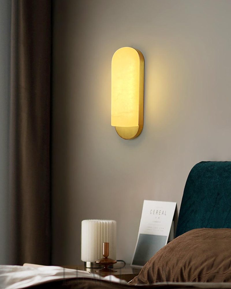 Lampa Ścienna Alabastrowa Kwadratowa i Okrągła w Złocie
