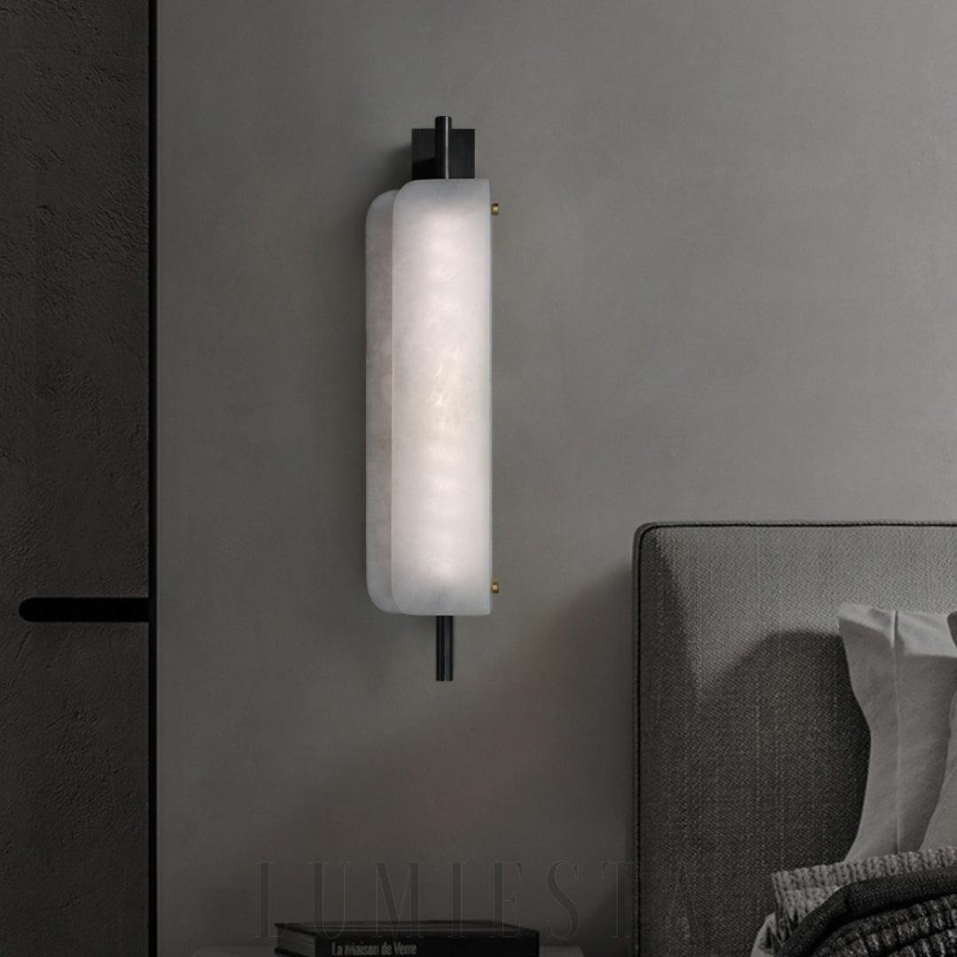 Lampa ścienna Jorge Biały w stylu marmurowym z miedzią
