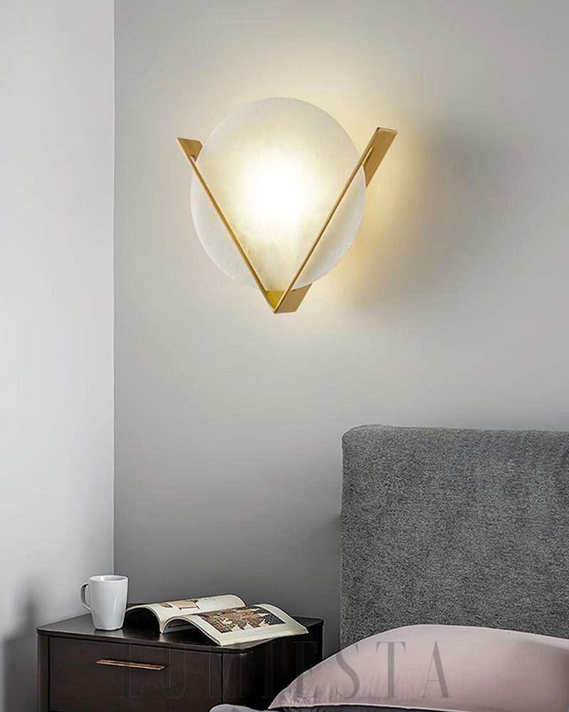 Lampa ścienna Victory V z alabastru okrągła 23cm ciepłe światło