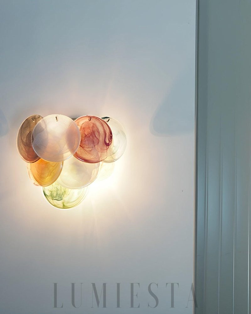 Kolorowa vintage lampa ścienna Murano w kształcie dysku