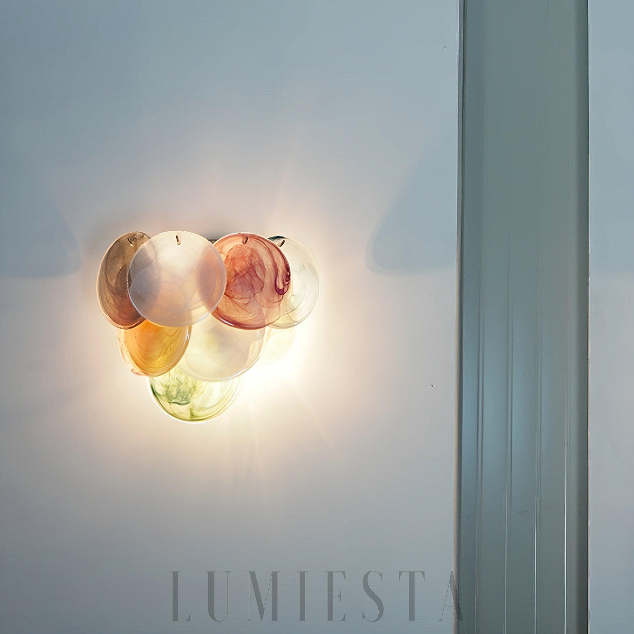 Kolorowa vintage lampa ścienna Murano w kształcie dysku