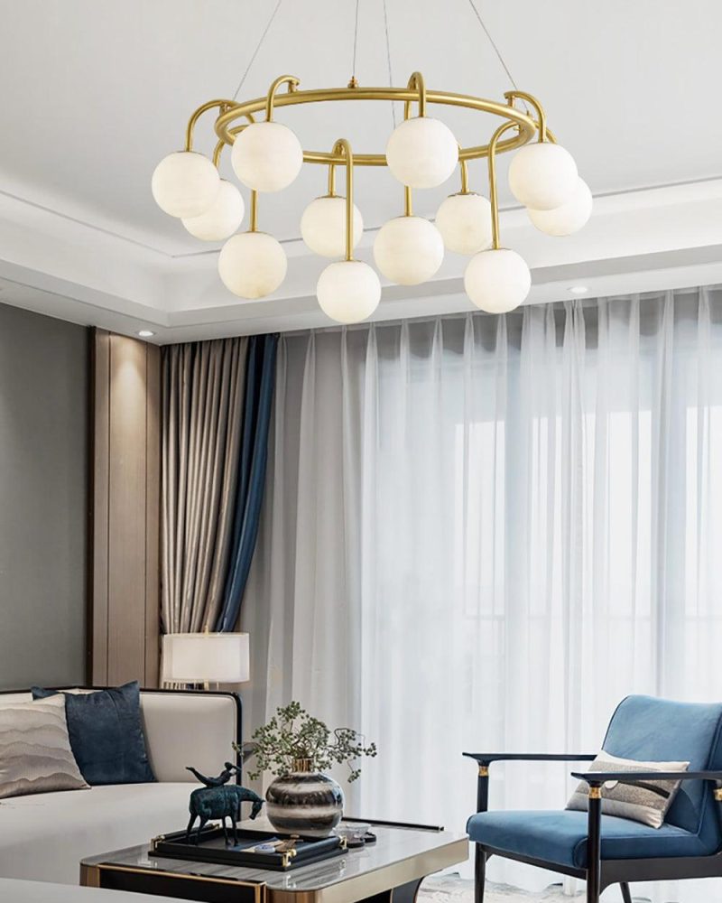 Lampa wisząca Alabaster kula w stylu nowoczesnym Biały Złoty