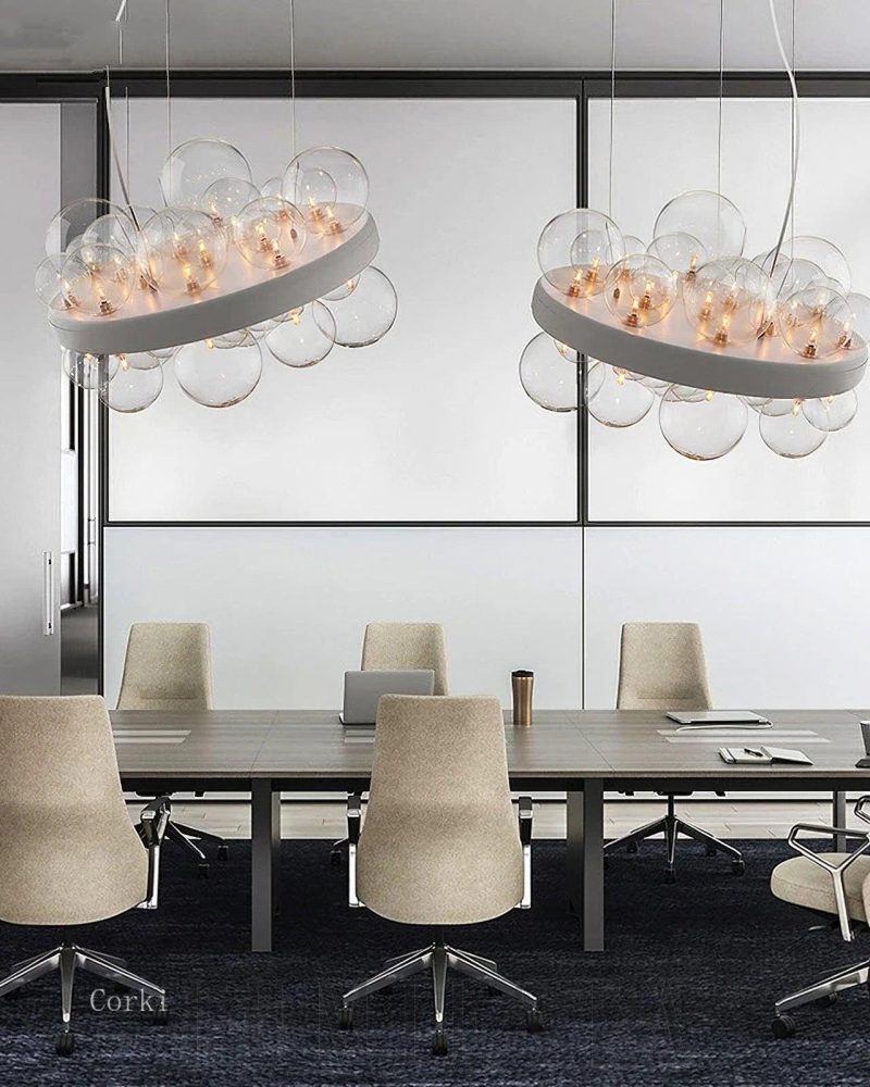 Lampa sufitowa Gienah z 46 kulkami Biała i Przezroczysta 60cm