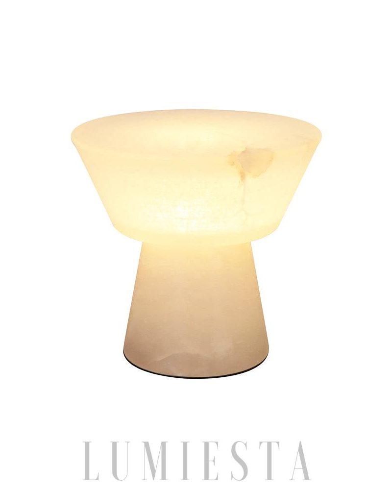Lampa stołowa alabastrowa stożkowa elegancka biała 20cm 28cm