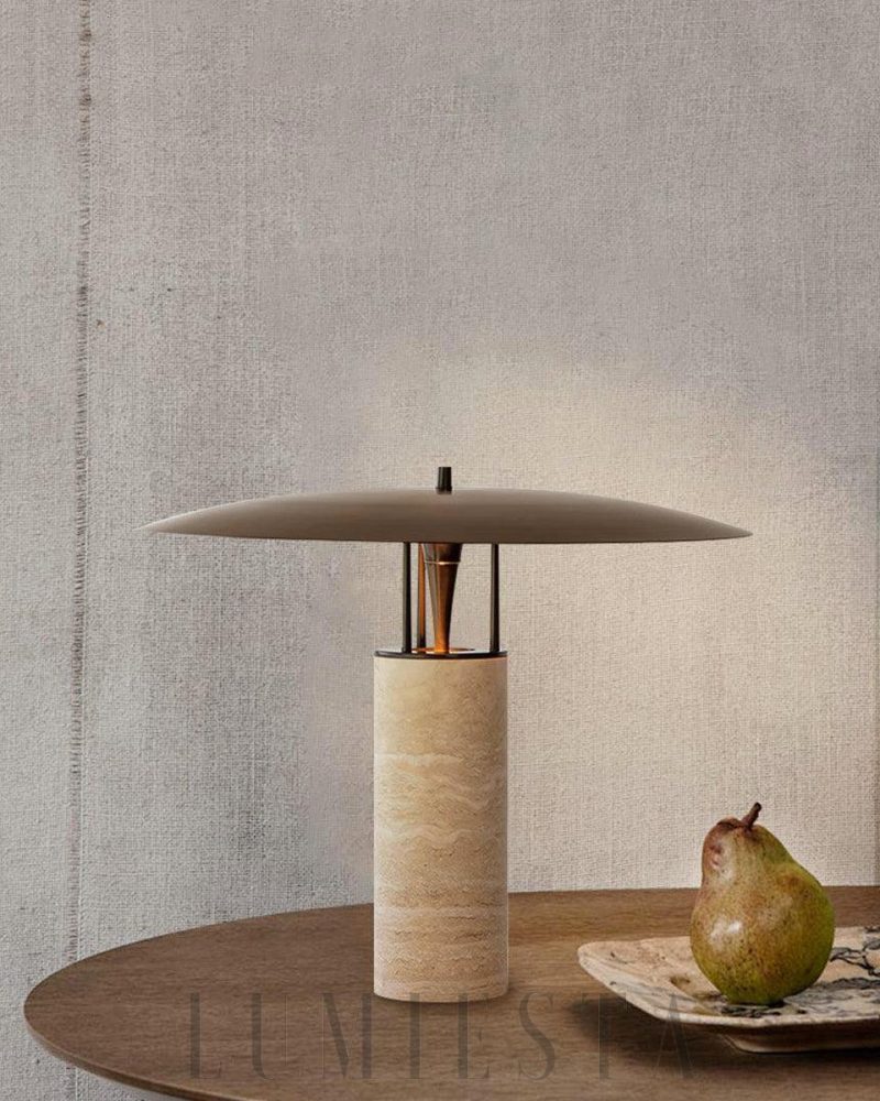 Lampa stołowa Travertine Luna w stylu nowoczesnym żółta i czarna