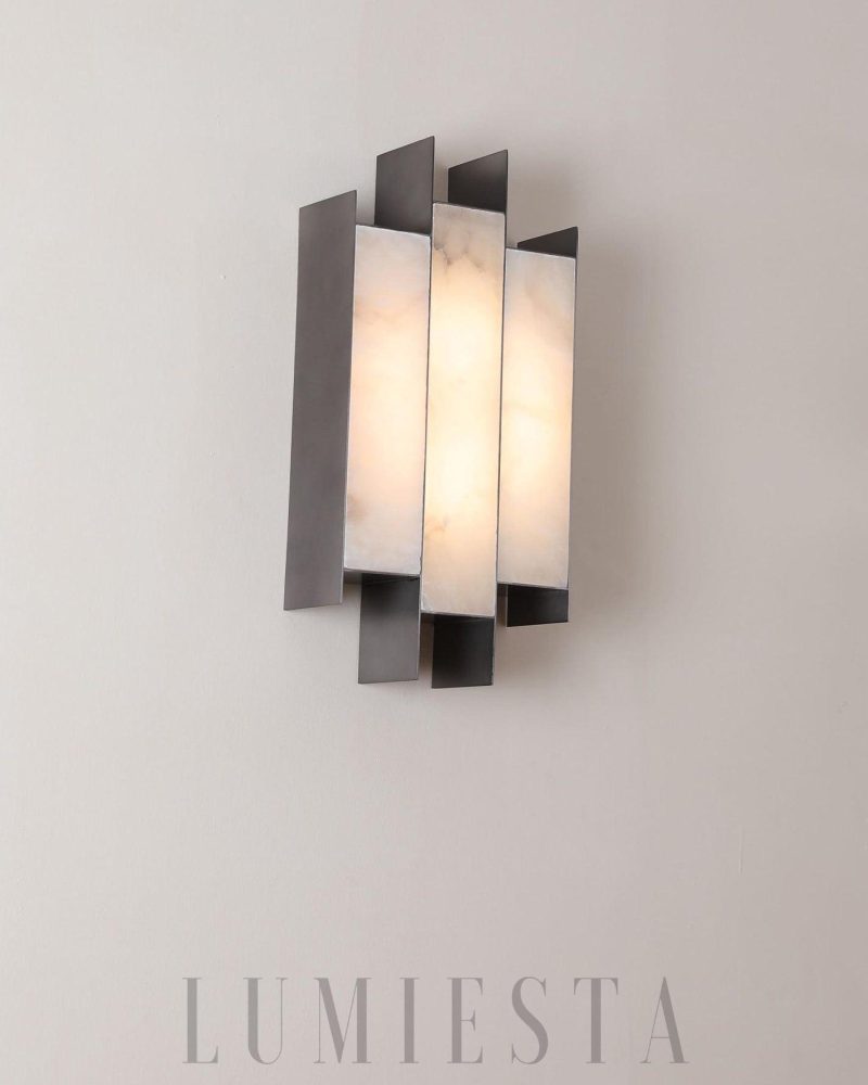 Lampa Ścienna Alabaster Kamila Prostokątna Biała i Czarna