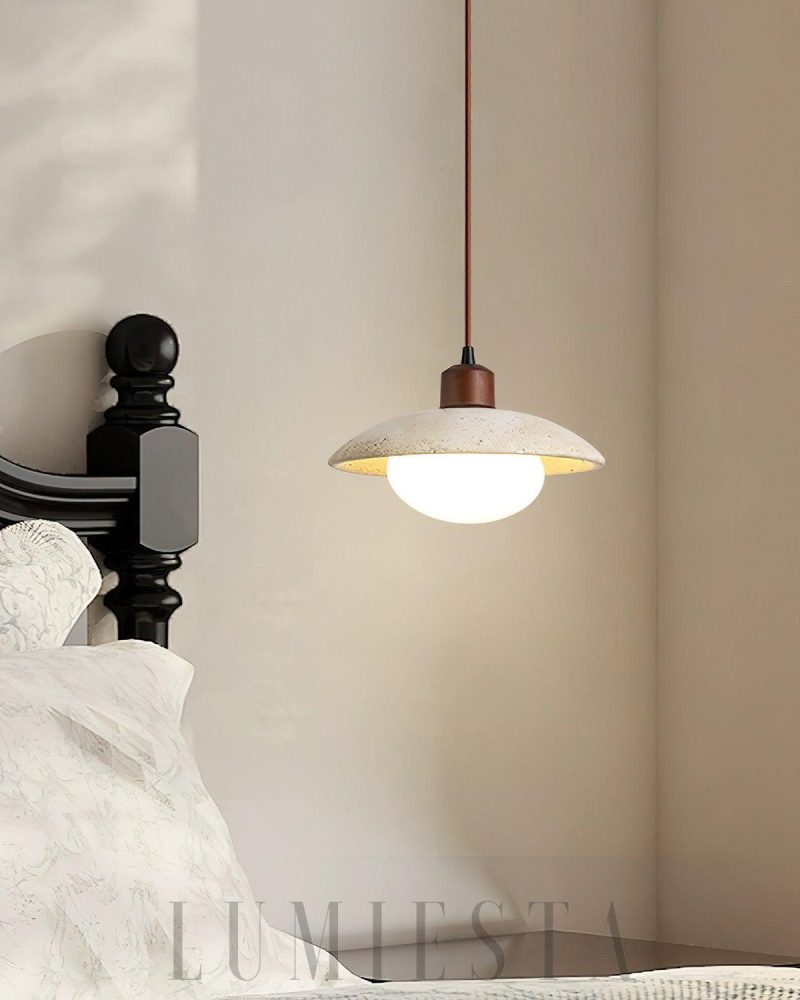 Lampa wisząca Noah z travertynu i szkła 25cm beżowa