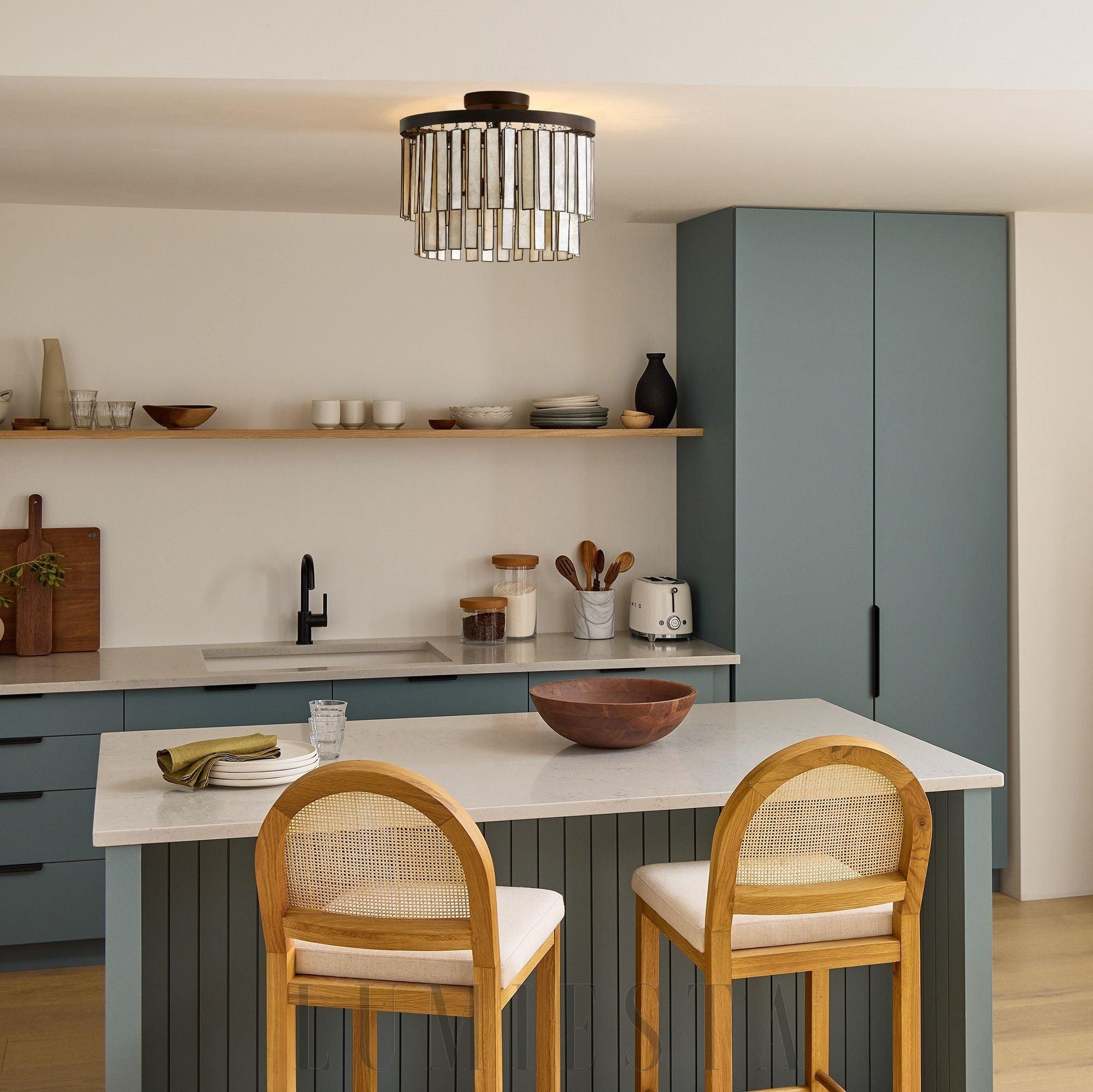 Elegancka okrągła lampa sufitowa Astrid z kapizą brązowa 38cm