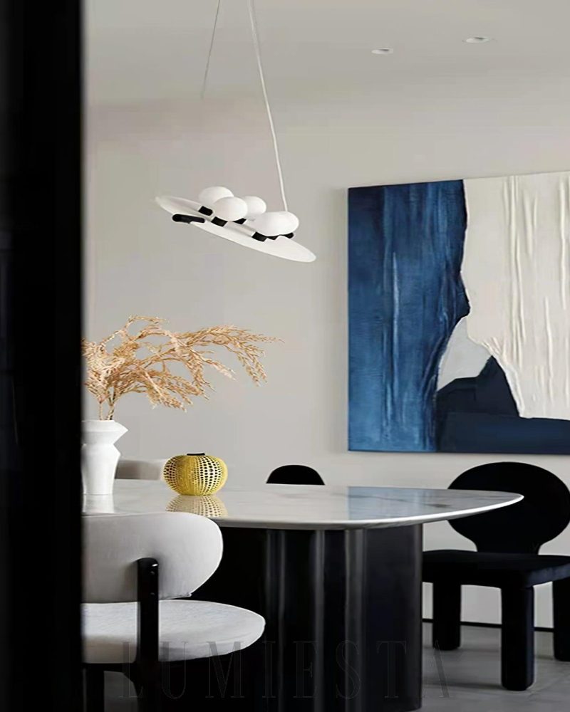 Lampa wisząca Magma Alabaster stylowa średnica 51cm czarna biała