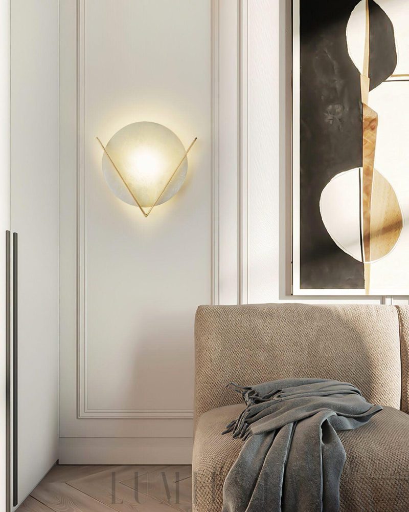 Lampa ścienna Victory V z alabastru okrągła 23cm ciepłe światło