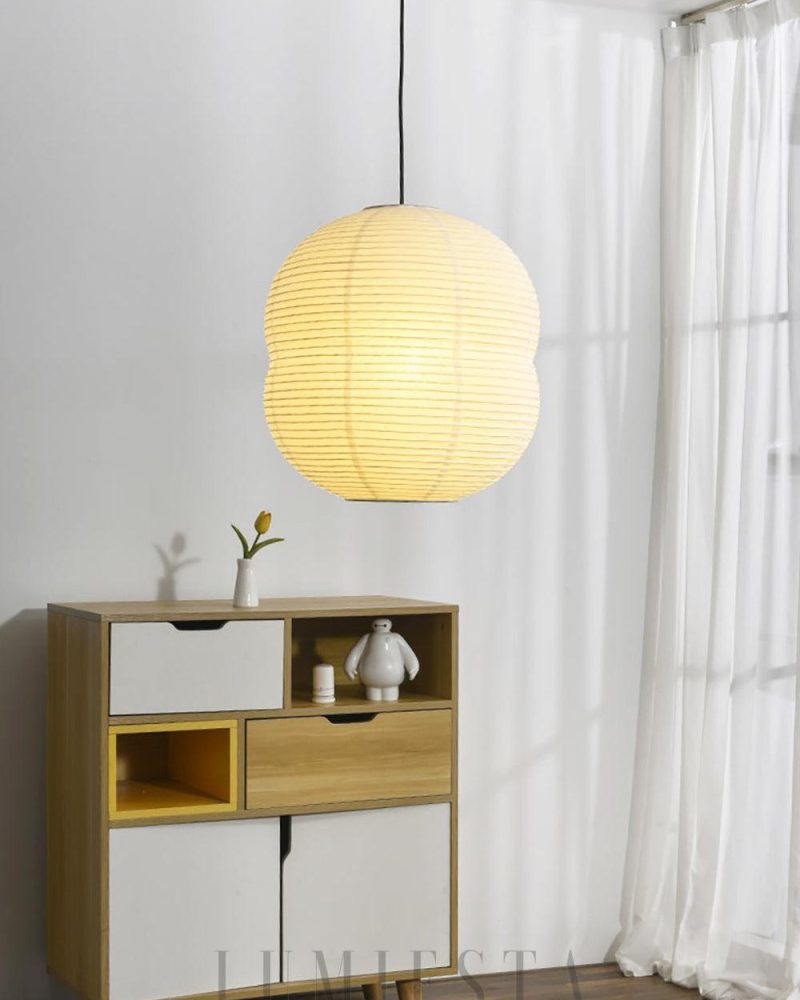 Lampa wisząca Akari minimalistyczna biały okrągły kształt 39 5cm 59cm