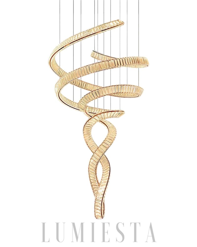 Nowoczesny żyrandol spiralny z kryształem 80cm ciepłe i zimne światło