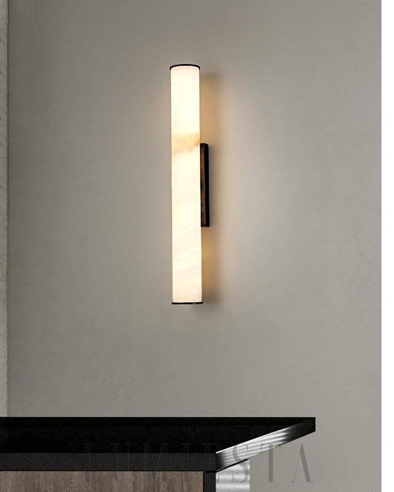 Lampa ścienna cylindryczna Alabaster Callisto w kolorze czarnym i białym