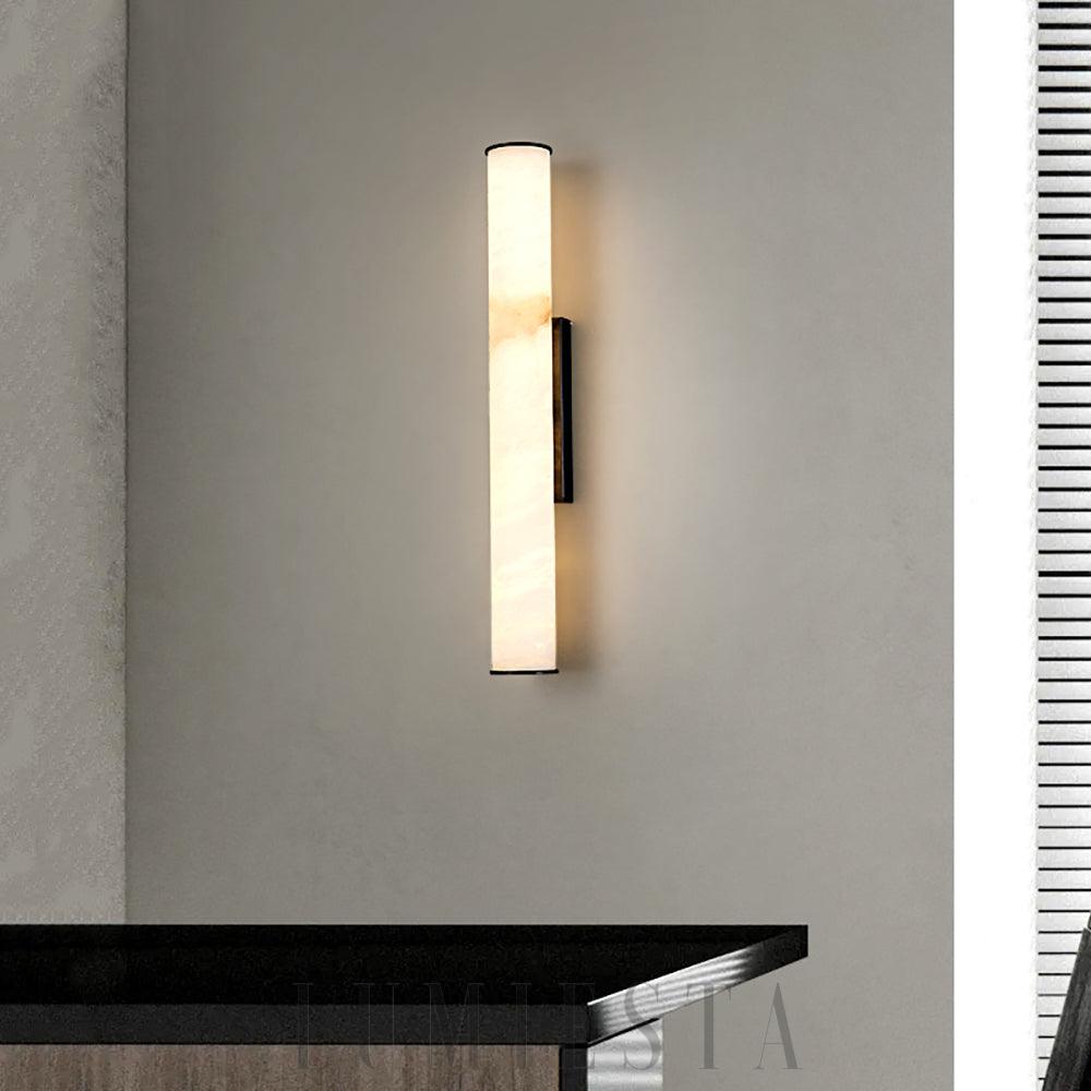 Lampa ścienna cylindryczna Alabaster Callisto w kolorze czarnym i białym