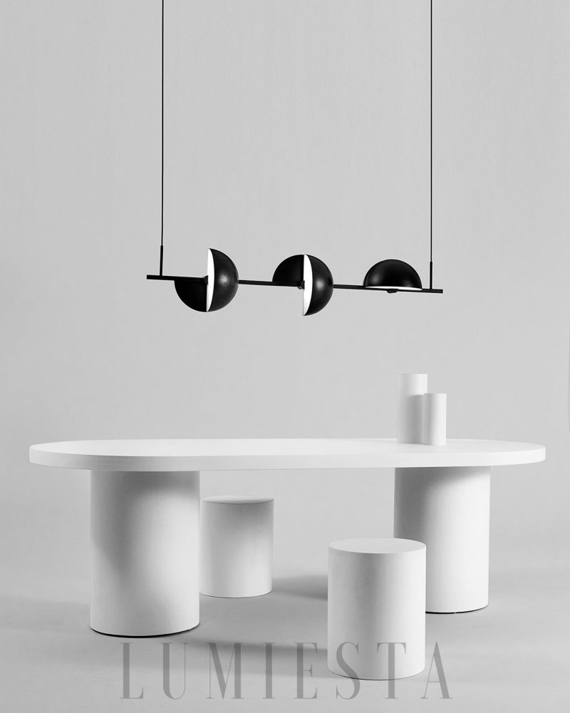 Lampa wisząca Trapeze Triplette w czarnym stylu nowoczesnym