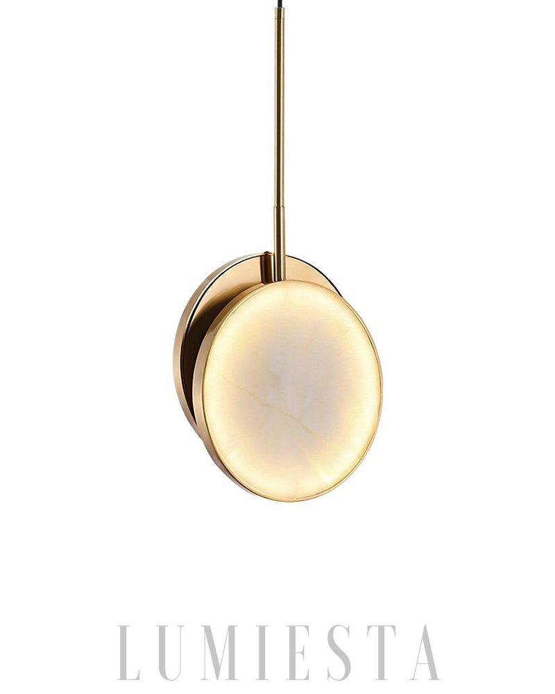 Lampa wisząca Alabaster Moonshade w mosiądzu z alabastrem 22cm
