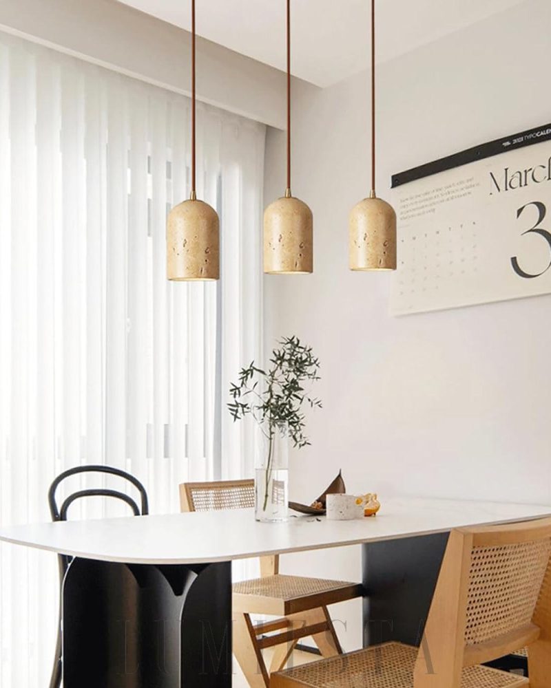 Lampa wisząca cylindryczna z trawertynu w stylu vintage 10cm