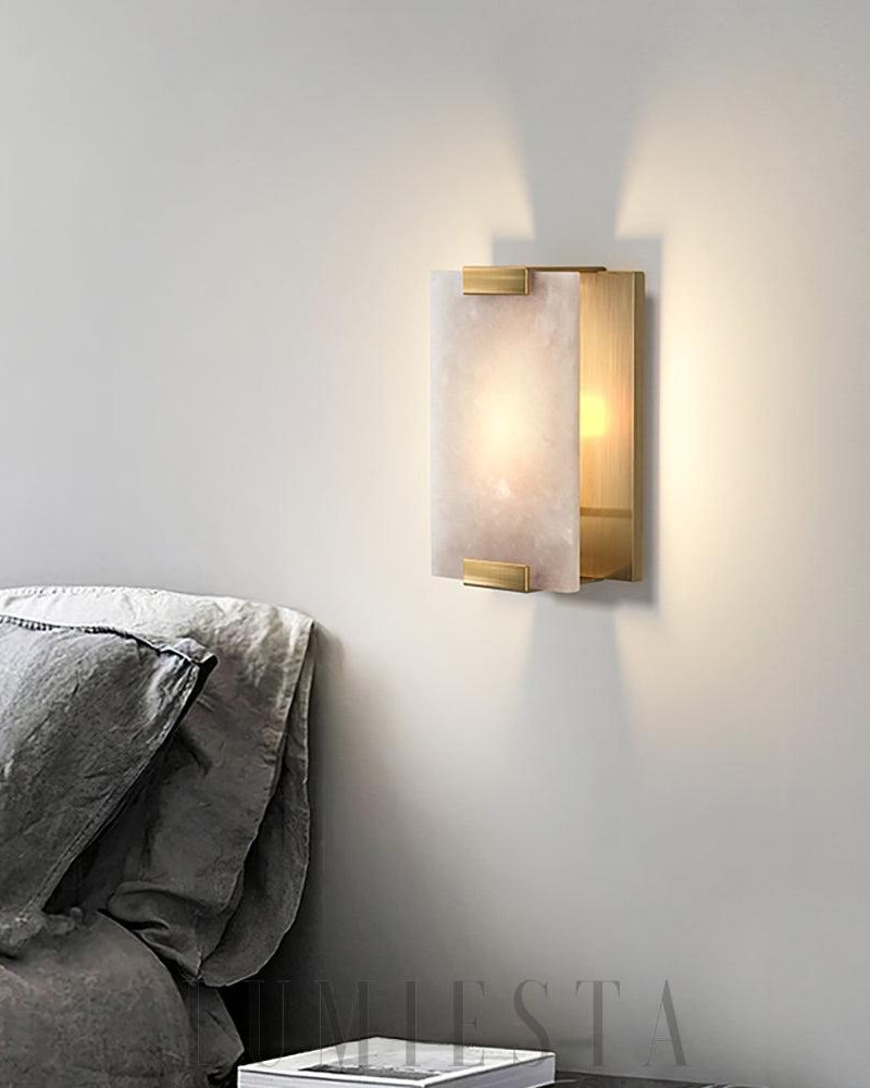 Lampa ścienna Alabaster Roux styl retro mosiądz biały czarny