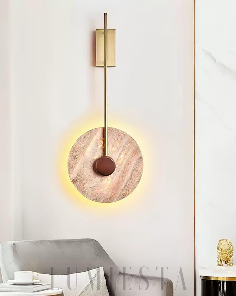 Lampa Ścienna Travertynowa Dysk Ciepła i Zimna Barwa 30cm