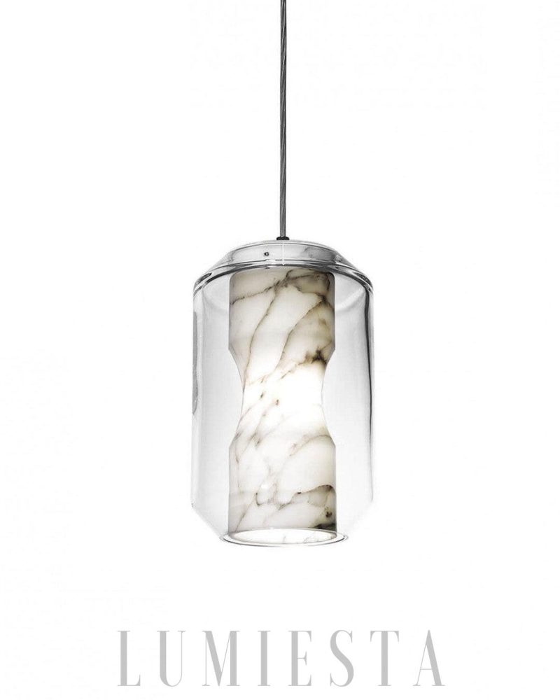 Lampa wisząca Chamber z marmurowym kloszem przezroczystym