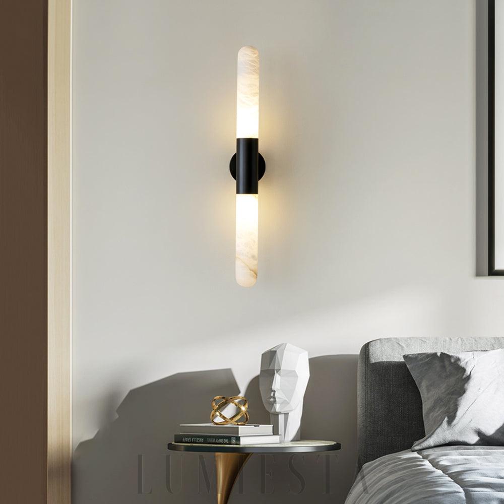 Lampa ścienna cylindryczna alabastrowa stylowa 65cm