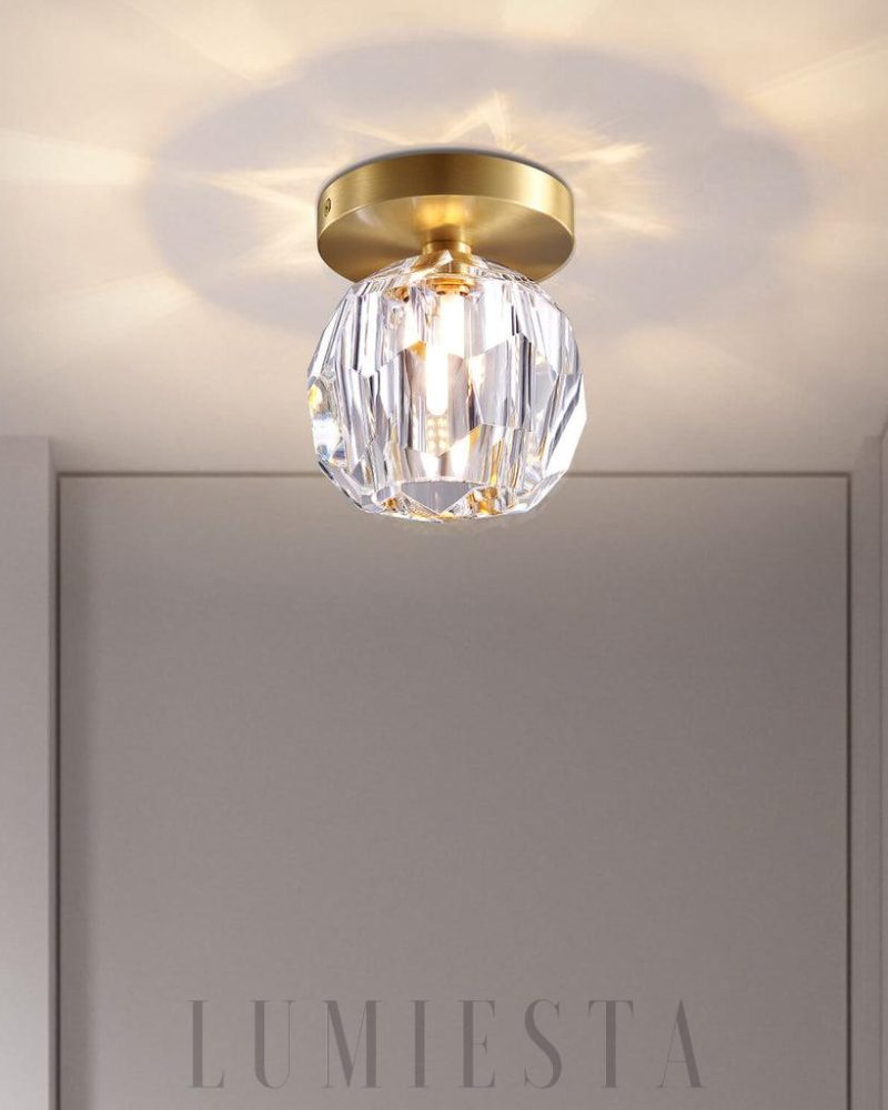 Lampa sufitowa Boule De Cristal z mosiądzu i kryształu 12cm