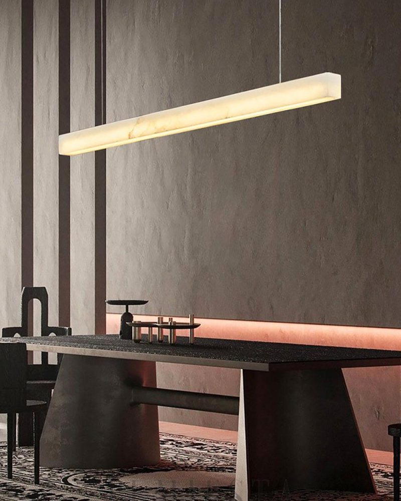 Nowoczesna wisząca lampa alabastrowa w kształcie linii 100cm 120cm
