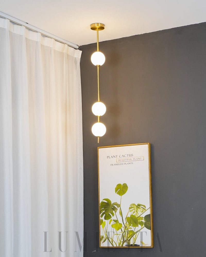 Lampa Wisząca Vertical Balls Z Mosiądzu i Szkła 3 4 5 Świateł