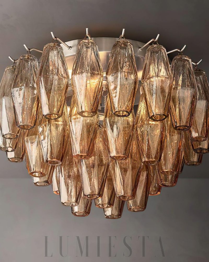 Lampa sufitowa Chara Glass 17 przezroczysta mosiężna stylowa