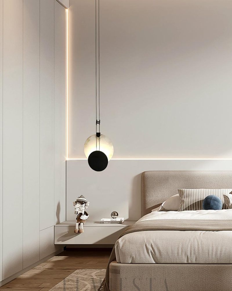 Lampa wisząca nowoczesna okrągła czarna alabastrowa 28cm