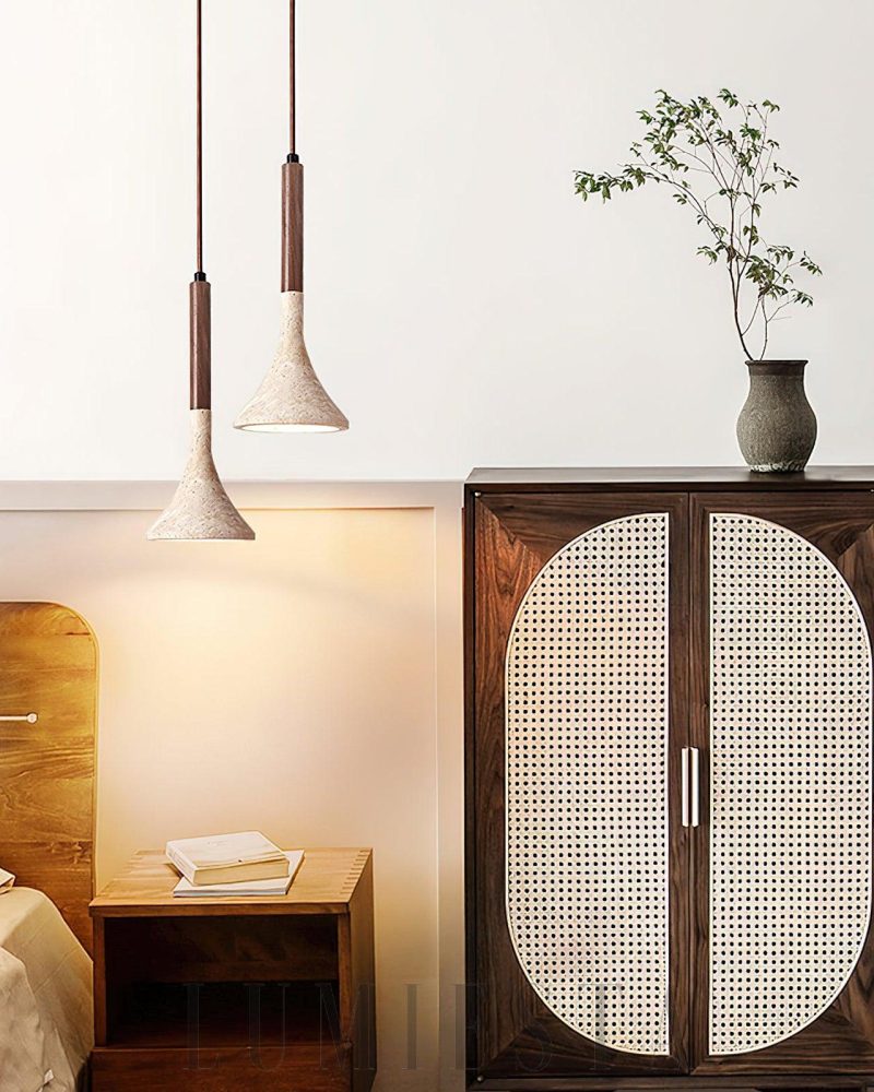 Lampa wisząca Aplomb z trawertynu minimalistyczna beżowa 13cm