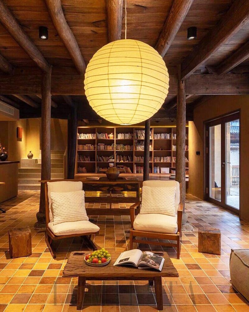 Lampa wisząca Akari 100D okrągła z papieru mulberry biała