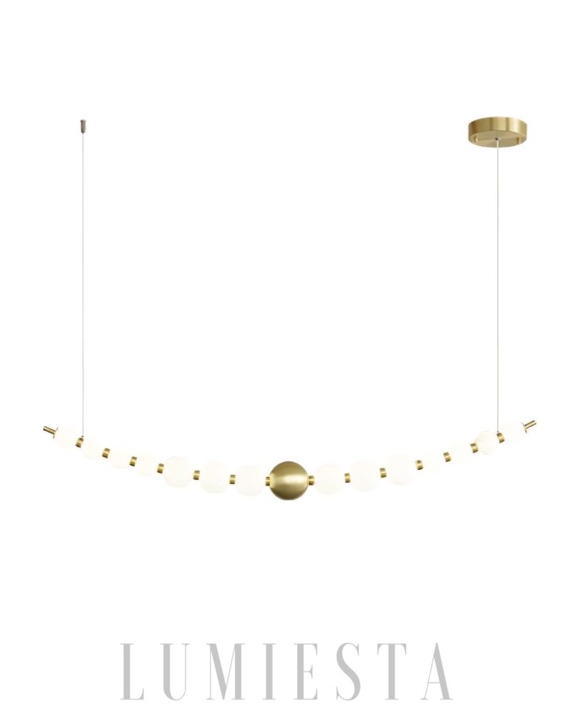 Lampa wisząca Pearl Chain w mosiężnym stylu z akrylowymi kulami