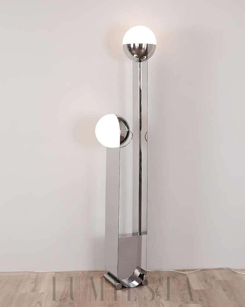 Lampa podłogowa Pete i Nora w stylu nowoczesnym chromowana 155cm