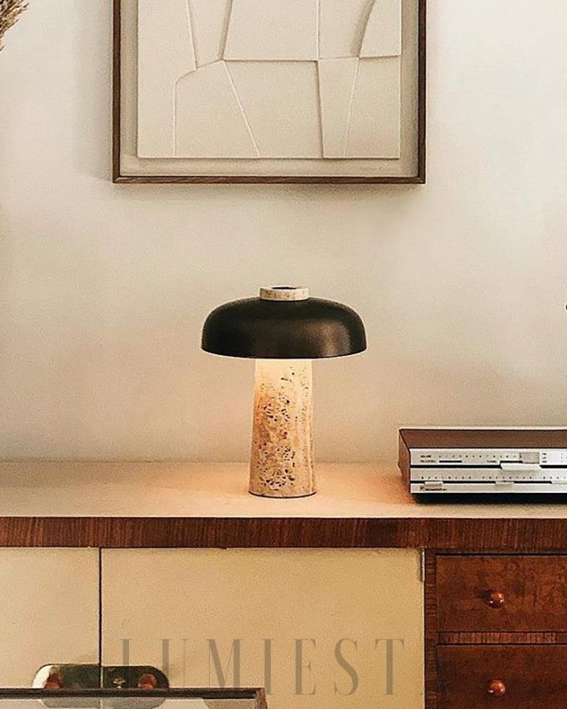 Lampa stołowa z travertynu w nowoczesnym stylu czarnożółtym