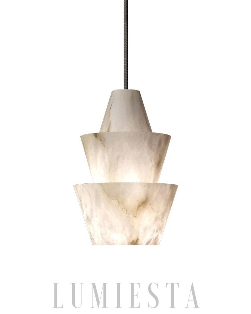 Lampa wisząca koniczna z alabastru nowoczesny design 15cm